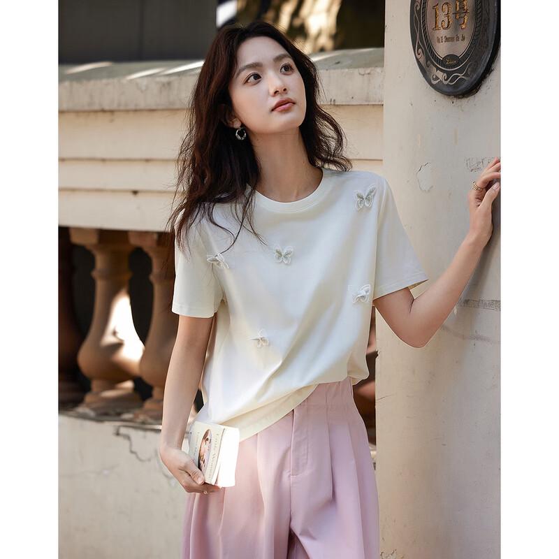 Женская футболка Demana с вышивкой-бабочкой, короткий рукав M