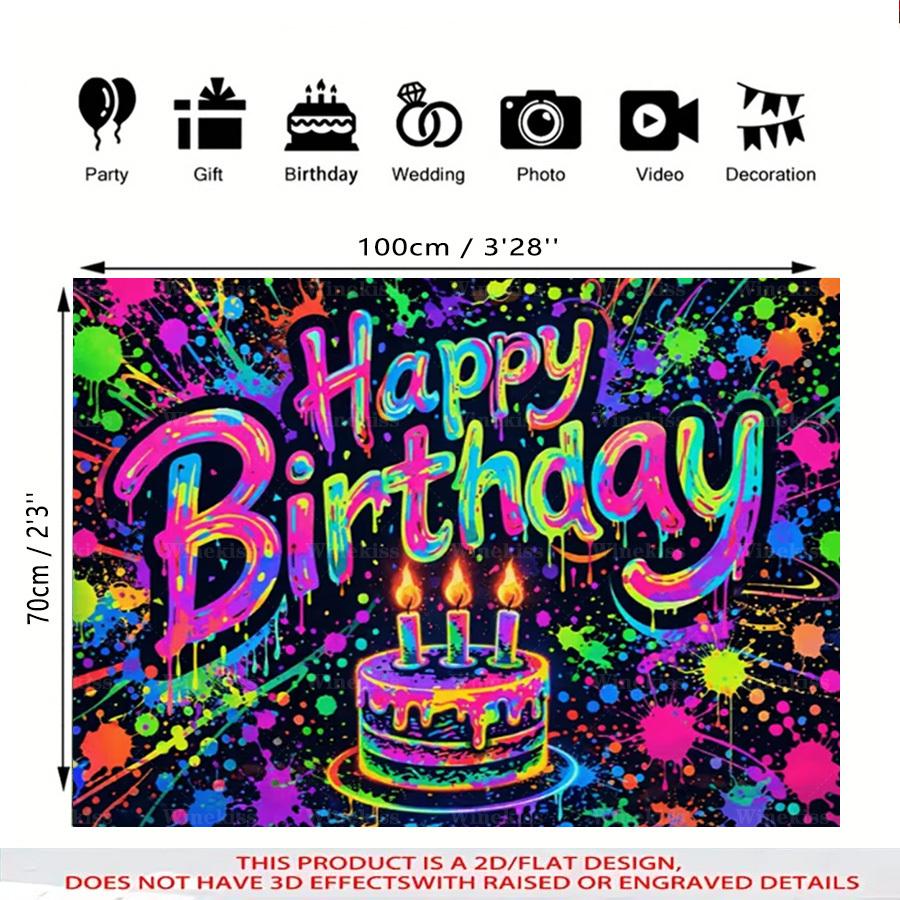 1pc 2D Flat Happy Birthday Banner Indoor Outdoor Backdrop Decor Garden Patio Celebration Party Decor Birthday Theme Photo Backdrop