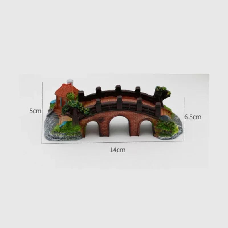 Simulation Cave Aquatic Pet Fish Resin Bridge Miniature Resin Landscapes Decoration  Accessories Ornament For Fish Tanks