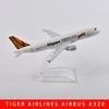Scala 1/400 16cm Tiger Airways Airbus A320 Modello di Aereo Aerei in Metallo pressofuso Diecast