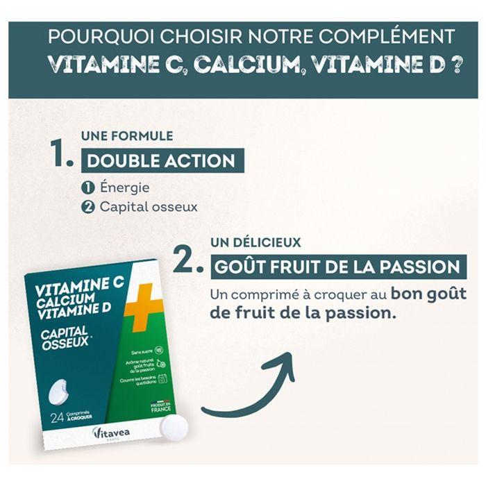 Nutrisanté Vitamine C + Calcium + Vitamine D 24 Comprimés