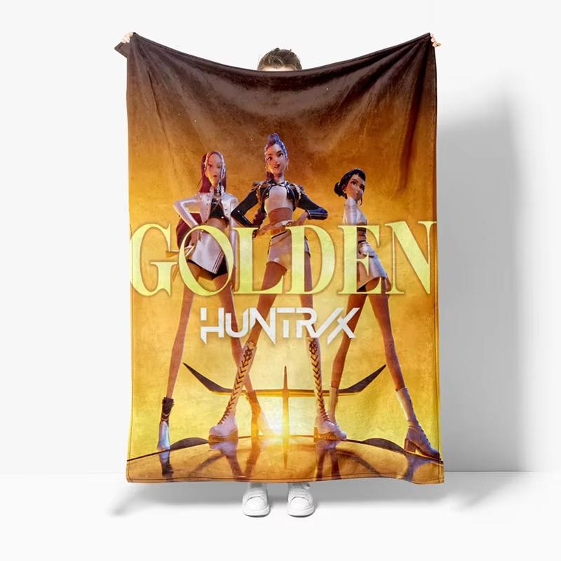 Huntrix Dämonenjäger Anime Decke Kpop Thema Warmer Flanell für Bett Sofa Nickerchen Überwürfe Perfektes Geburtstagsgeschenk