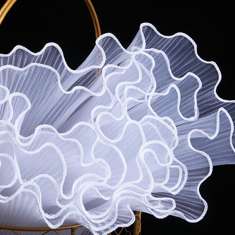 4Yards*28CM Packaging Lace Paper Flower Wrapping Mesh Yarn Bouquet Roll Wave Yarn Pearl Edge Mesh Handmade Crafts Florist