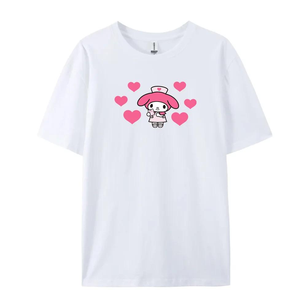 Cotton Breathable Childrens Tshirt 2026 Summer New Cute Melody Printed Parent Child Wear Unisexs and Womens Short Sleeves