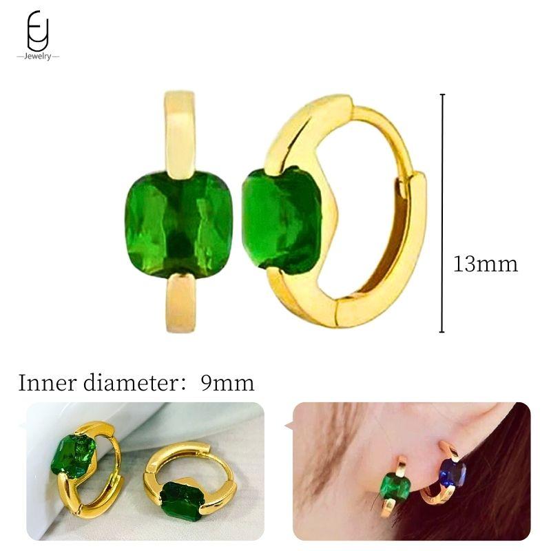925 Silbernadel Grüne Zirkon Gold Ohrringe Herz Creolen für Damen Zarte Steckerohrringe Luxuriöser Schmuck Geschenke