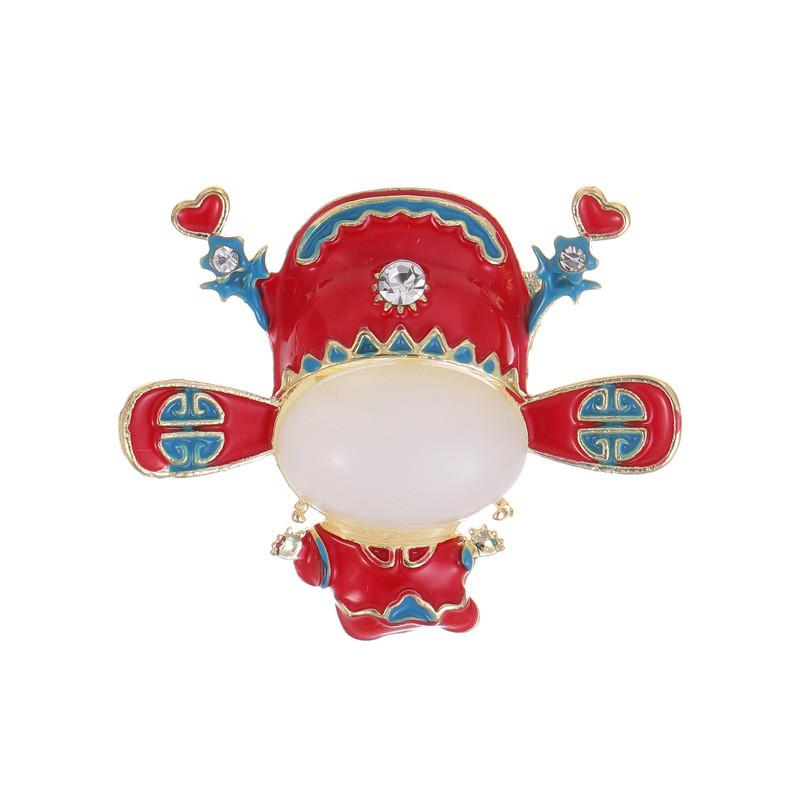 

Traditional Opera Mask Brooch With Zinc Alloy For Wedding Groom Bride Accessories Red A