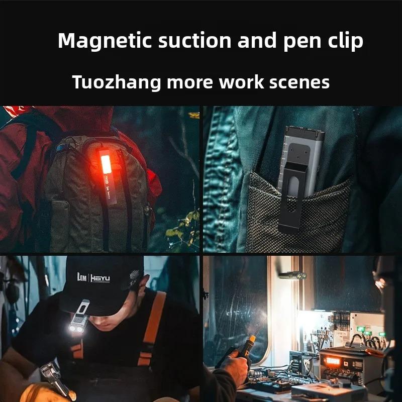 Neues Mini EDC Arbeitslicht Starke LED Akku Taschenlampe USB Aufladung Magnetischer Stiftclip Licht COB Weitbereich Flutlicht Duales Licht