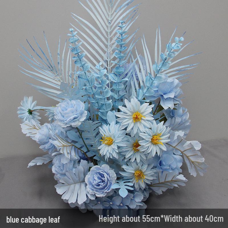 Blue Artificial Flower Row for Wedding Aisles and T-stage Decorations