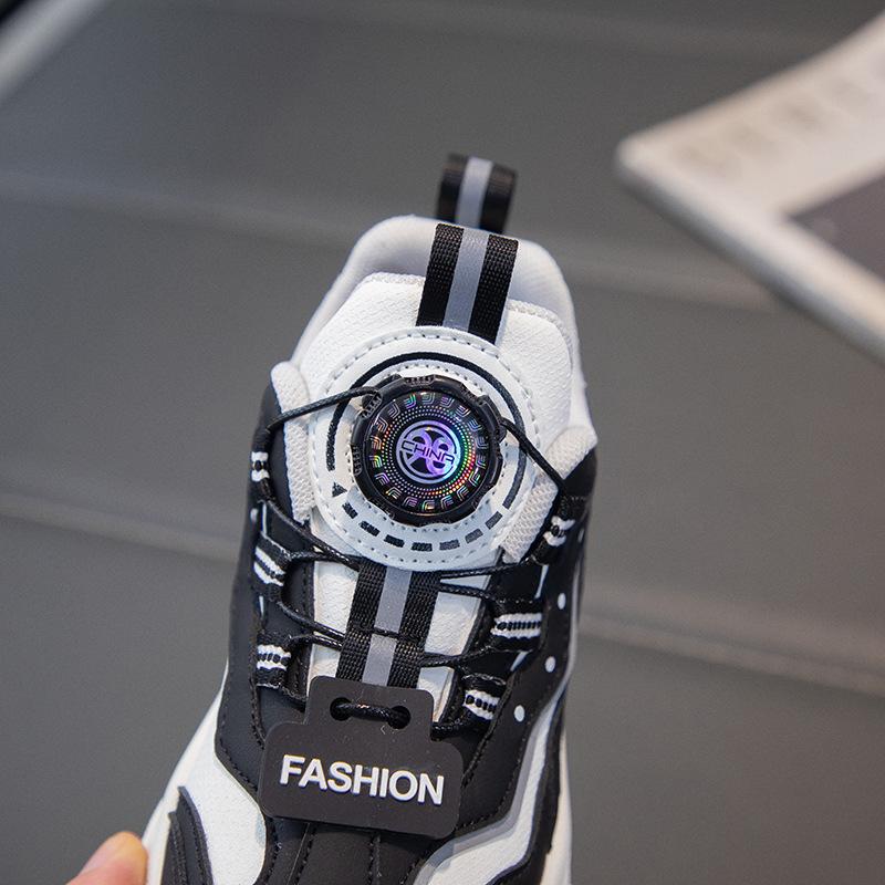 Fashion Spring and Autumn Sneakers Boys and Girls Daily Versatile Casual Shoes Teen Outdoor Running Shoes Rotating Button