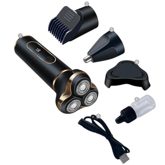 

Yousheng 1 комплект Электробритва Острая Индикация уровня мощности Плавающие 3 головки Лезвие 3-в-1 Триммер для бороды Триммер для удаления волос в носу для мужчин