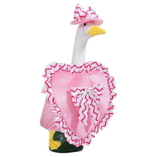 1 Set Valentine's Day Porch Goose Outfit 23 Inch Goose Costume Heart Themed Apparel Set Hat And Ruffle Heart Garment for Yard Porch Lawn Outdoor