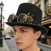 Trendiger Mechanisches Zahnrad Hoher Hut Cosplay Kostüm Kopfschmuck mit Nietenbesetzten Schutzbrillen für Cocktailparty Verkleidung