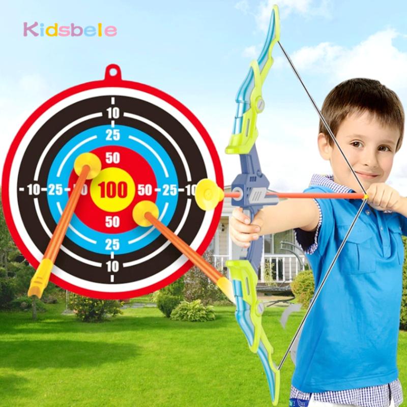 Kids Archery Set With Led Light Up Bow & Arrow Target & Shield Hunting Shooting Toy For Boys Girls Summer Outdoor Sports Game 6+