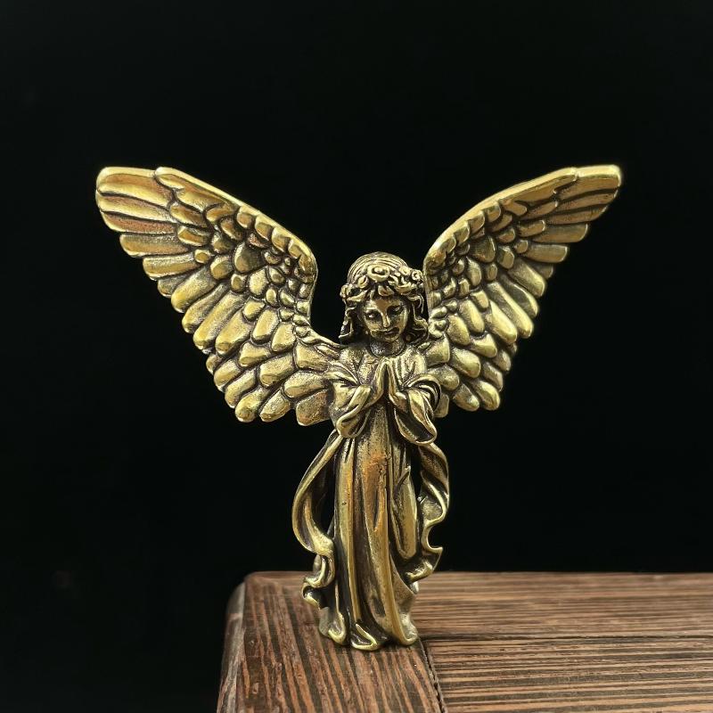 1Pc Solid Brass Cupid Statue - God of Love Guardian Angel Figurine for Desktop, Home Decor Accessories & Romantic Gift