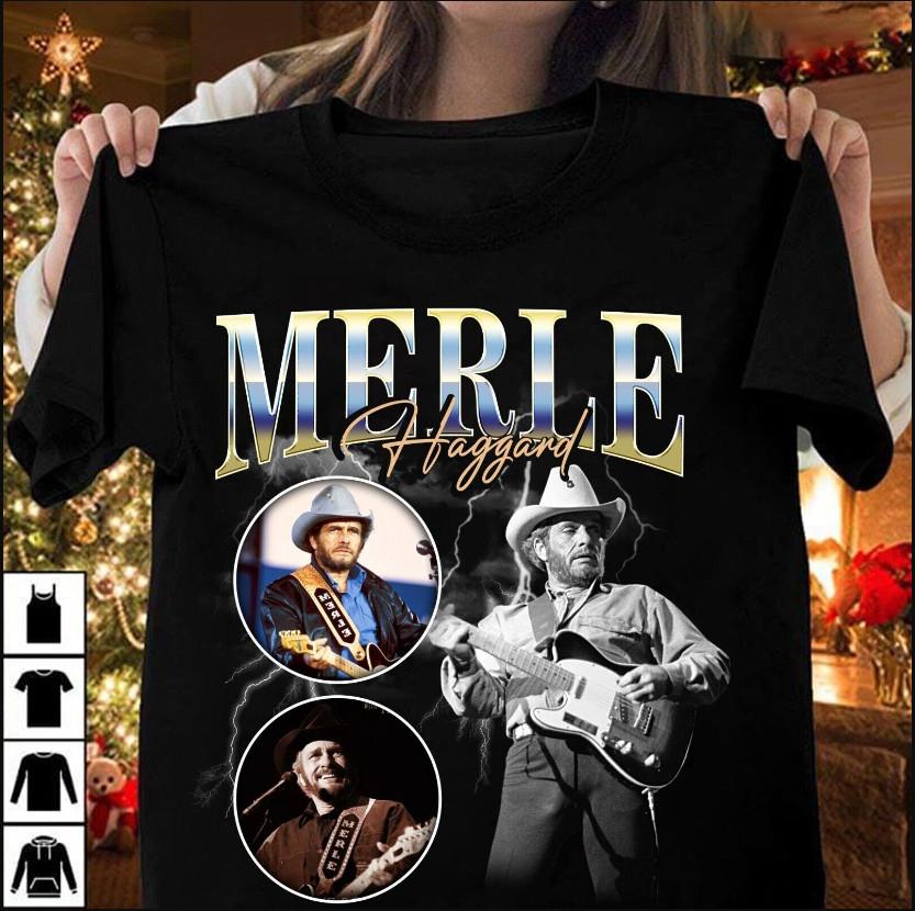 Vintage Merle Haggard T-Shirt Gift For Fans Black Shirt Unisex T-Shirt XXXL