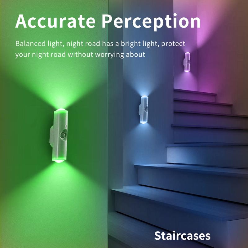 Magnetic Rechargeable Led Night Light RGB Sunset Lamp Wireless Wall Lamp with Motion Sensor for Stair Cabinet Hallway Room Decor