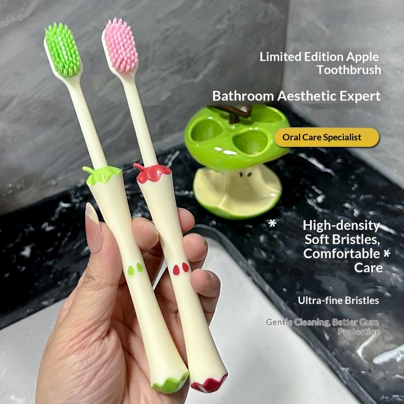 2Pcs/Set Cute Fruit Core Soft Bristle Toothbrush Wide Head Gentle Gum Care Non Slip Handle For Kids Adults Oral Care Home Use