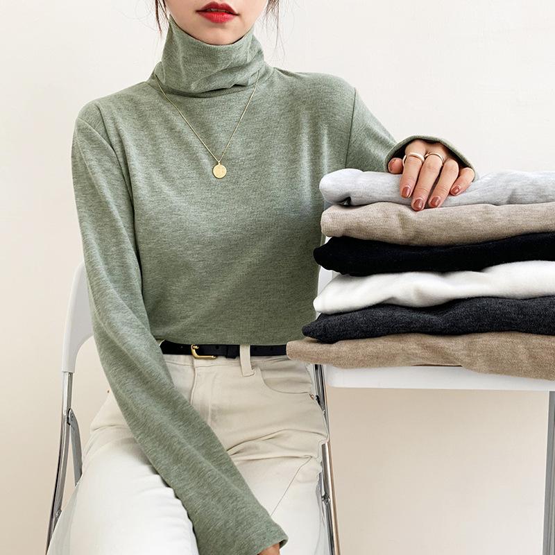 

Женская водолазка из немецкого бархата, осенне-зимний стиль, плюс бархат и утолщение, новый новогодний теплый внутренний топ с ворсистым воротником XL