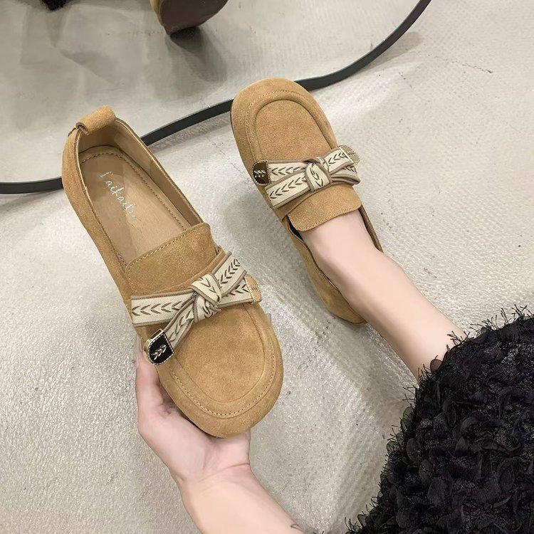 Lässige Muller Einzelschuhe 2024 Frühling und Sommer neu Oberbekleidung Ein-Pedal-Board-Schuhe Schleife niedriger Absatz flach Herbst Damenschuhe