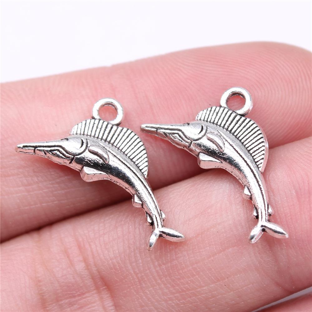 20 Stück Fisch Anhänger Antik Bronze Silber Farbe Anhänger DIY Basteln Herstellung Zubehör Handgefertigt Tibetischer Schmuck Für Schmuckherstellung