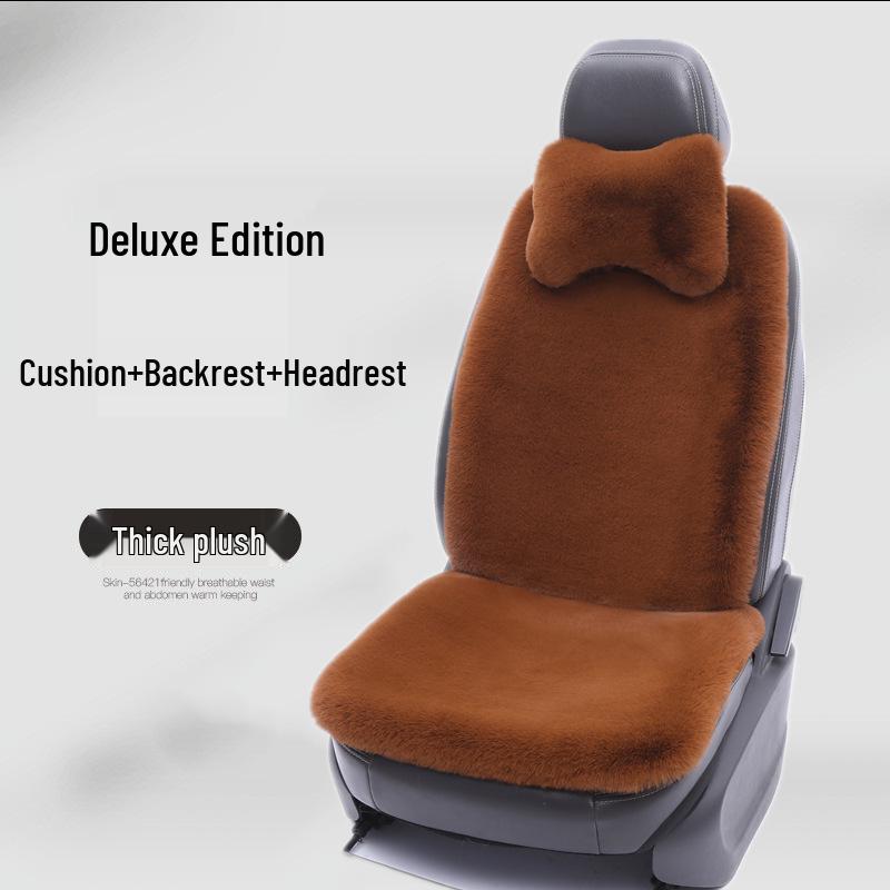 Winter Rabbit Fur Wool Heated Car Seat Cushion - Non-slip, Warm, for Single Seat with Small Waist Support