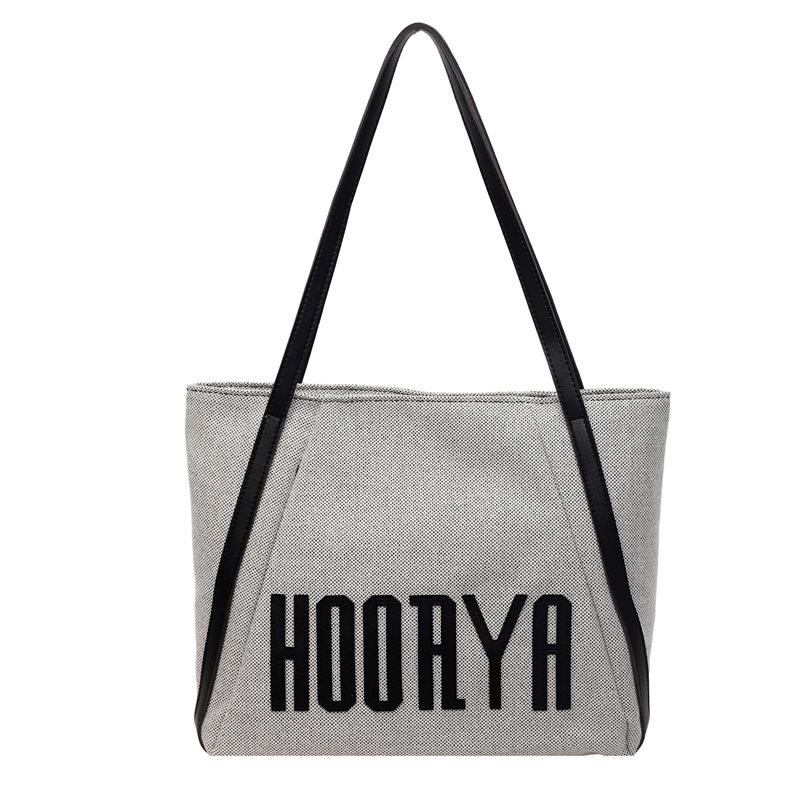 Korean Style Letter Bag, Women's Casual Large Capacity Tote Bag, New Style, Literary and Niche, Simple and Fashionable Underarm Bag