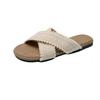 Roman woven cross slippers 2025 summer gentle fairy bohemian vacation beach slope heel cool slippers