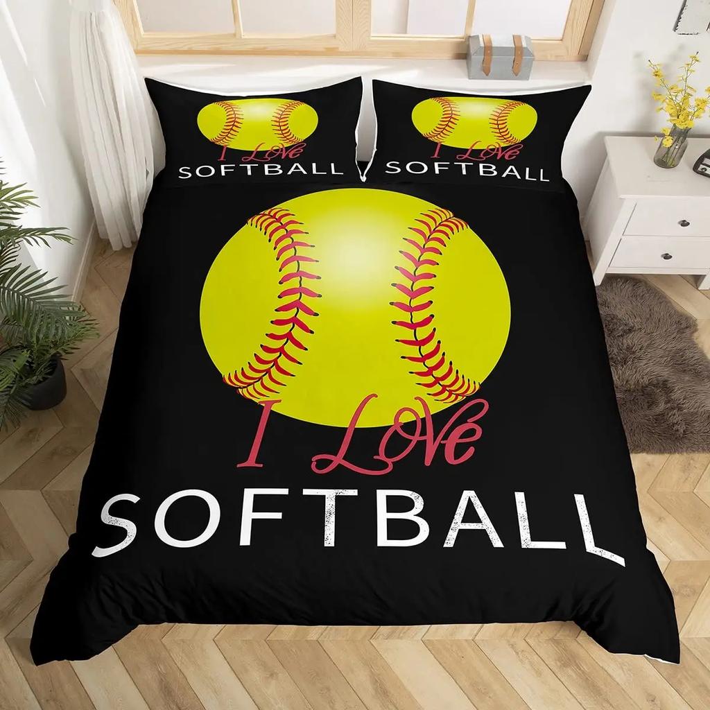Baseball Duvet Cover Set Queen Size for Teen Boy Room DecorFire and Ice Sport Baseball Comforter Cover Sports Theme Bedding Set