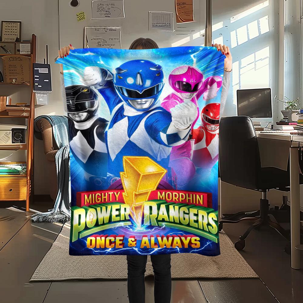 1 Stück Power Rangers Aufdruck Flanelldecke, Hohe Qualität, Bequem für alle Jahreszeiten, Heimdekoration, Wärme und Komfort, Perfekt für Geschenke