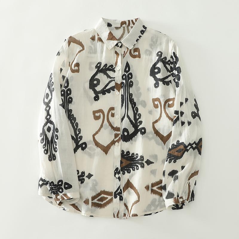 DIMANAF 2025 New Plus Size Women Tops Shirts Tees Solid Casual Loose Blouse Autumn Print Cotton Long Sleeve