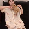 Japanese Internet Celebrities Anime Crayon Small New Pajamas Women's Summer Short-sleeved Shorts Cardigan Two-piece Set Outside Loungewear