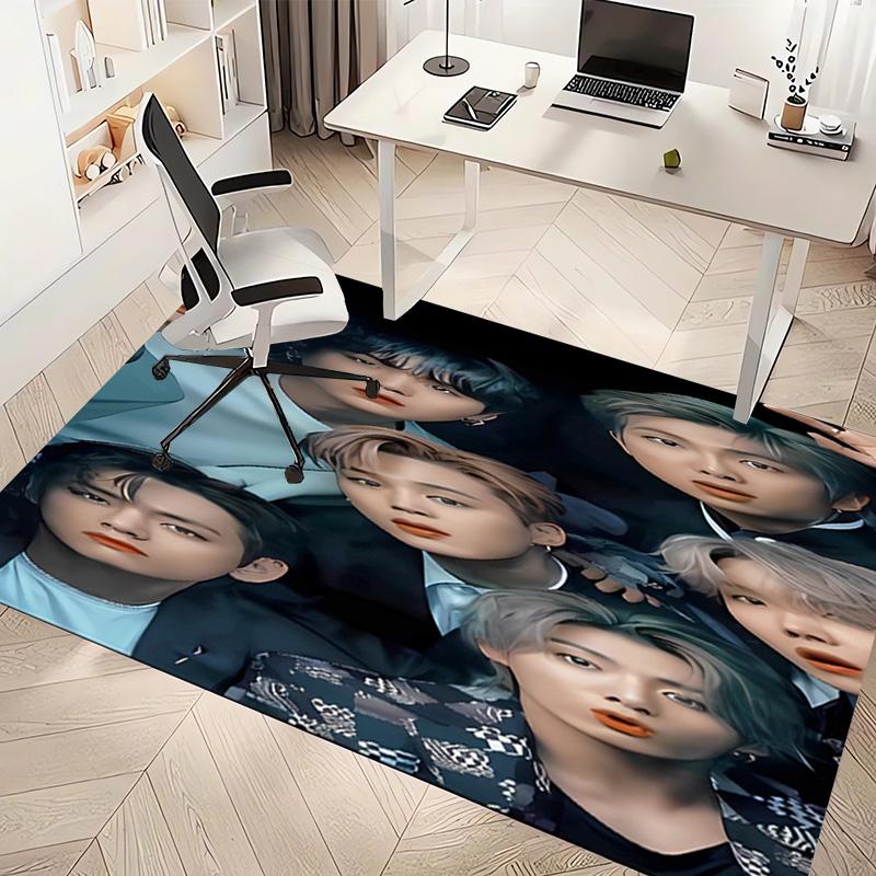 1pc Kpop Print Area Rug - Soft, Washable Non-Slip Indoor Mat, Living Room, Home Office Decorative Rug,Office Decorative