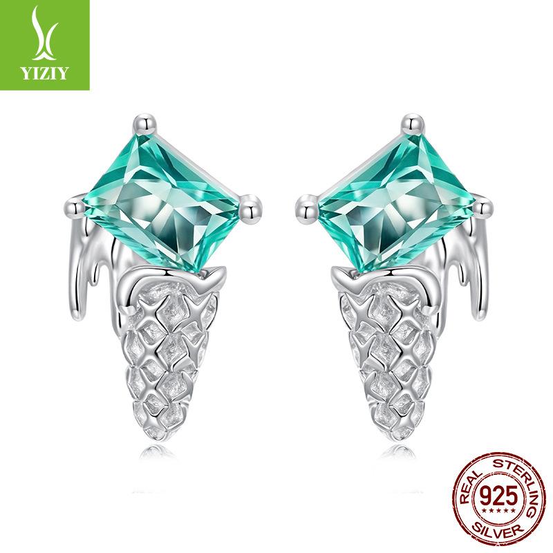 S925 Sterling Silver Ice Cream Stud Earrings, Summer Creative Small Fresh Ice Cream Stud Earrings