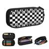 Chess Board Black And White Grid Checkered Pencil Cases for Students School Pen Box Pencil Bag Large Storage Pencil Pouch