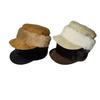 Fashion retro suede military hat women's autumn and winter new plush splicing temperament fashionable and face newsboy hat