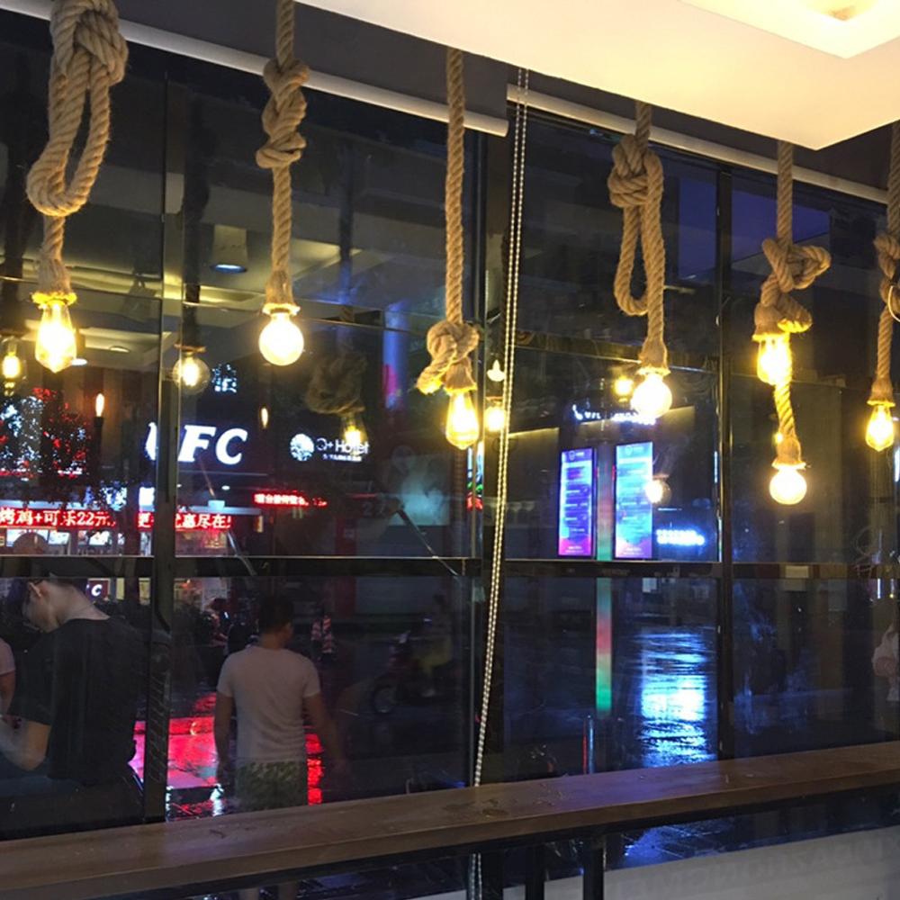 Vintage Hemp Rope Pendant Light Holder 1/2 Head For Loft Personality Industrial Pendant Lamp Edison Hanglamp Lighting