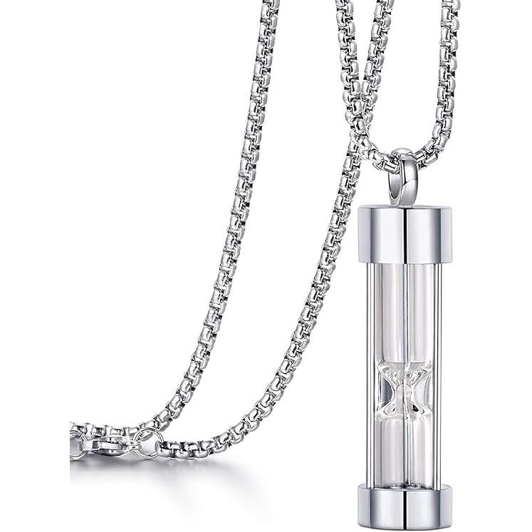 YOUFENG Urn Necklace for Ashes Timeless Hourglass Memorial Pendant Keepsake Cremation Jewelry for Human Pet Ashes серебряный