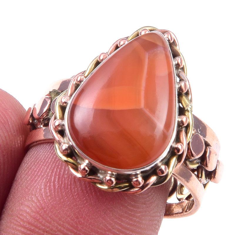 

Натуральний сердолік ручної роботи срібло 925 проби двоколірне кільце S.9 y9e03