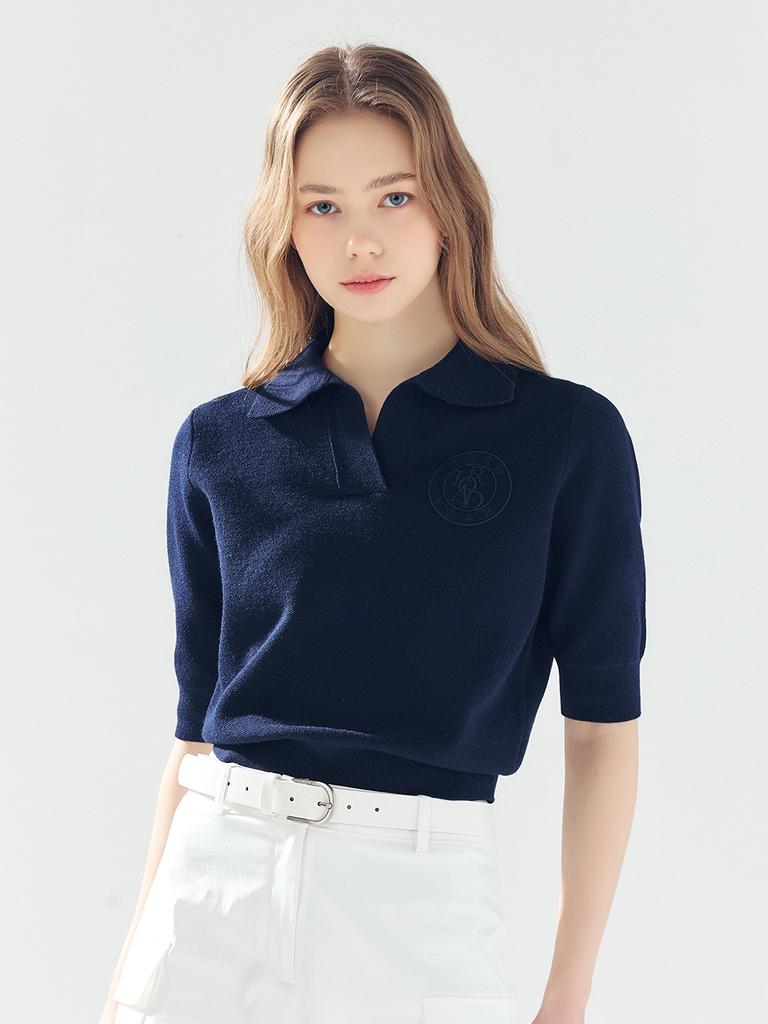 LORDLOAR Signature Collar Knit Navy