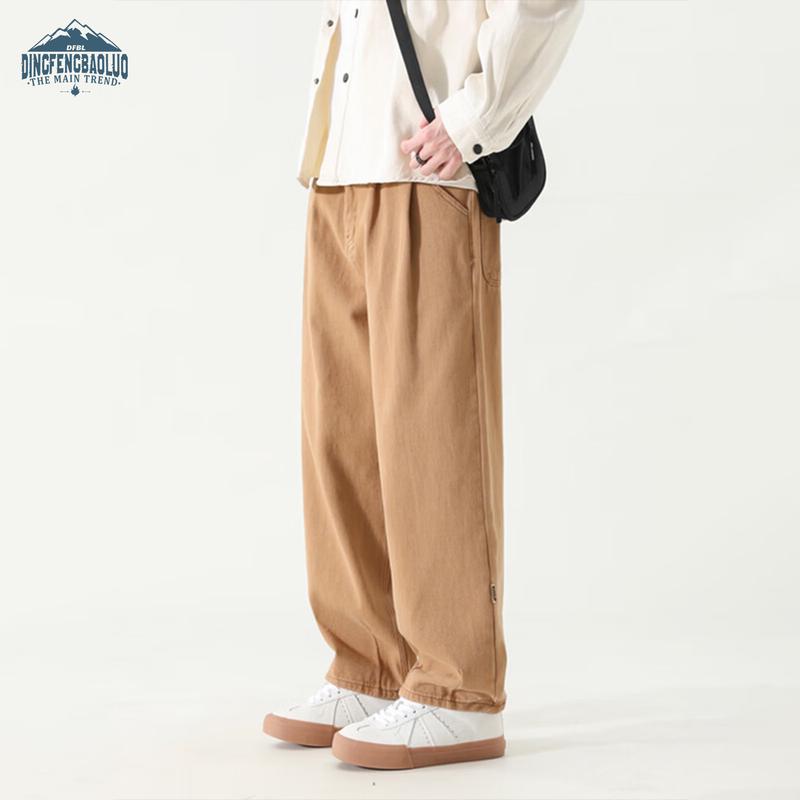 Dingfengbaoluo Men's Pure Cotton Loose Straight Cargo Pants DS9901