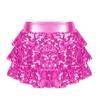 Mädchen Glänzende Pailletten Gestufte Rüschen Shorts Metallic Elastischer Bund Culottes Tanzaufführung Kostüm