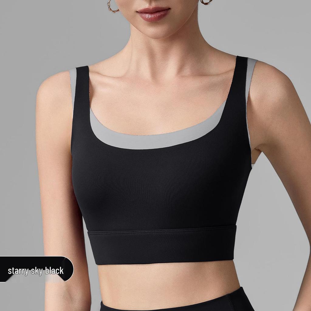 Women's Color Block Sports Bra with Chest Pads - U-Shaped Back Yoga Tank 2026