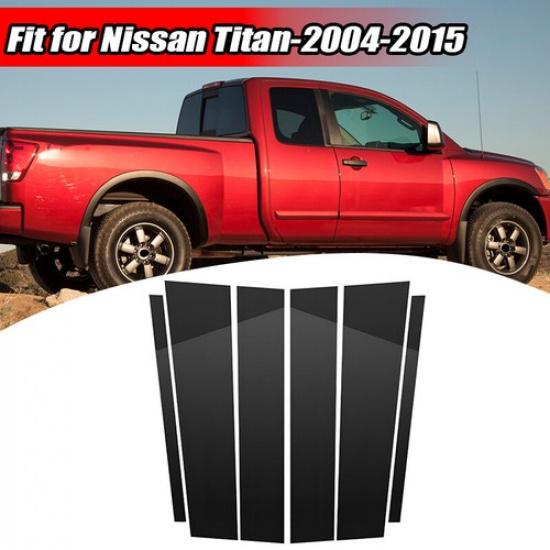 6PCS For Nissan Titan 2004-15 Door Pillar Post Trim Piano Black Car Accessories