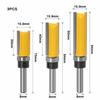 Lot de 3 fraises à affleurer tige 8 mm, coupe Ø15,9 mm – longueurs 30/40/50 mm, revêtement PTFE