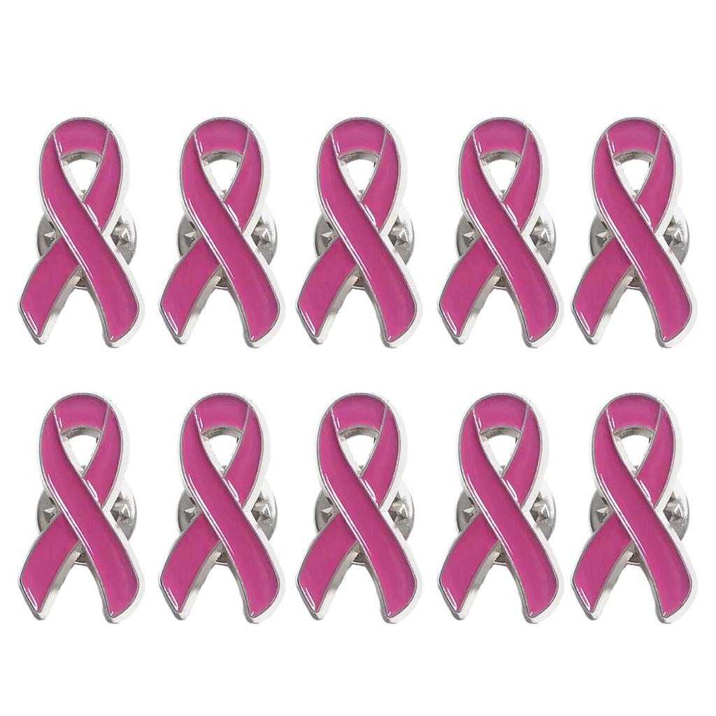Pack of 10pcs Pink Ribbon Lapel Pin Breast Cancers Research and Awareness Brooches Set Coat Shirt Sweater Safety Pins