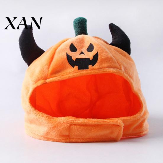 Comfortable Festive Outfit for Puppies Pet Halloween Pumpkin Hat, Funny Devil Horn Cat Plush Cozy Skin Friendly Soft Cotton Headwear Hat Cats