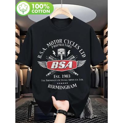 Men's BSA Motorcycle Logo Retro T-shirt - Casual Outdoor Activities Retro Motorcycle Enthusiasts Dress Up