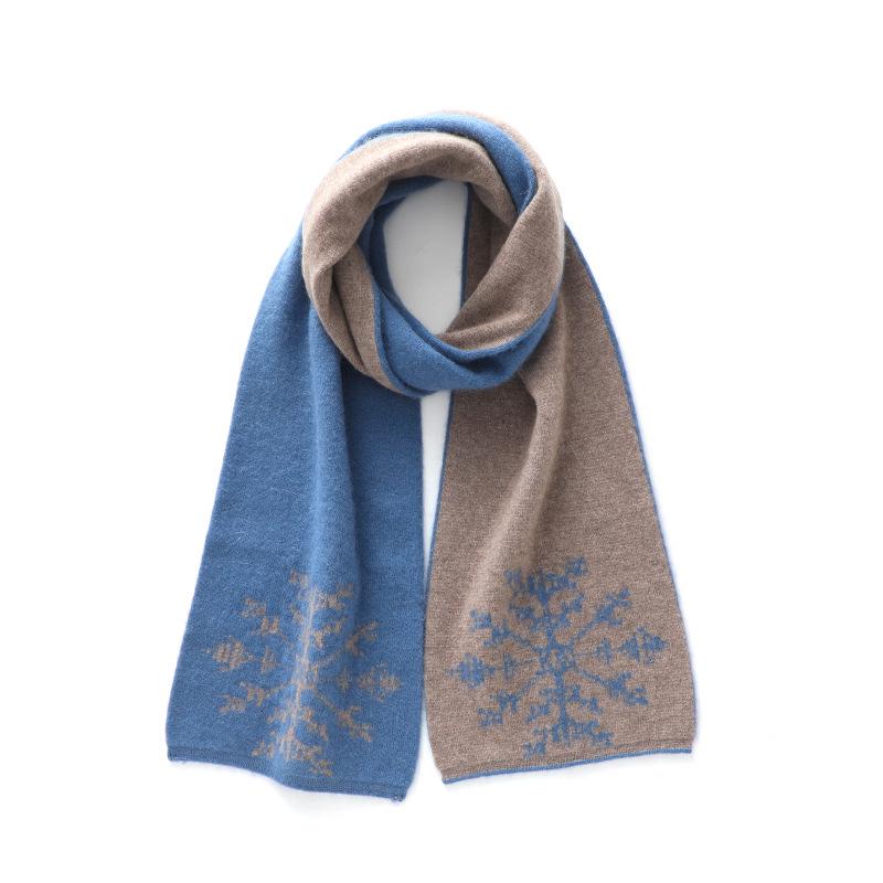 Unisex Kaschmirschal: Roter Colorblock Schneeflockenstrick, Warme dicke Wolle für den Winter