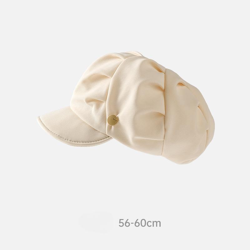 

Маленькая плиссированная кепка-утка, закрывающая лицо, берет, надвинутая вперед шляпа, мягкая шляпа с металлическим логотипом в виде облака, простая уличная шляпа художника