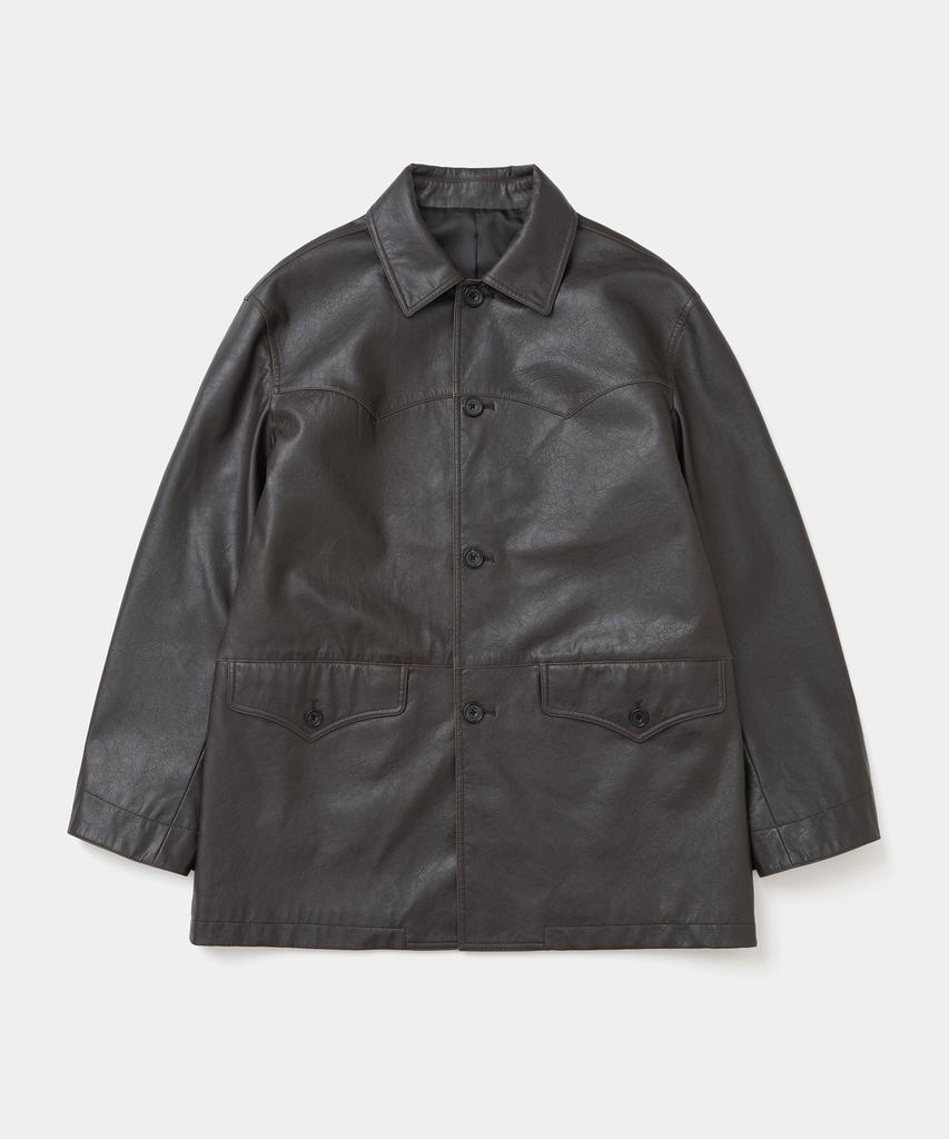 Uniform Bridge Faux Leather Western Car Coat Brown